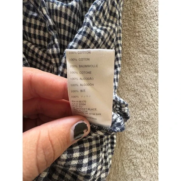 Urban Outfitters Black White Gingham Cotton Tie Front Mini Dress Smocked Back M - Picture 8 of 8